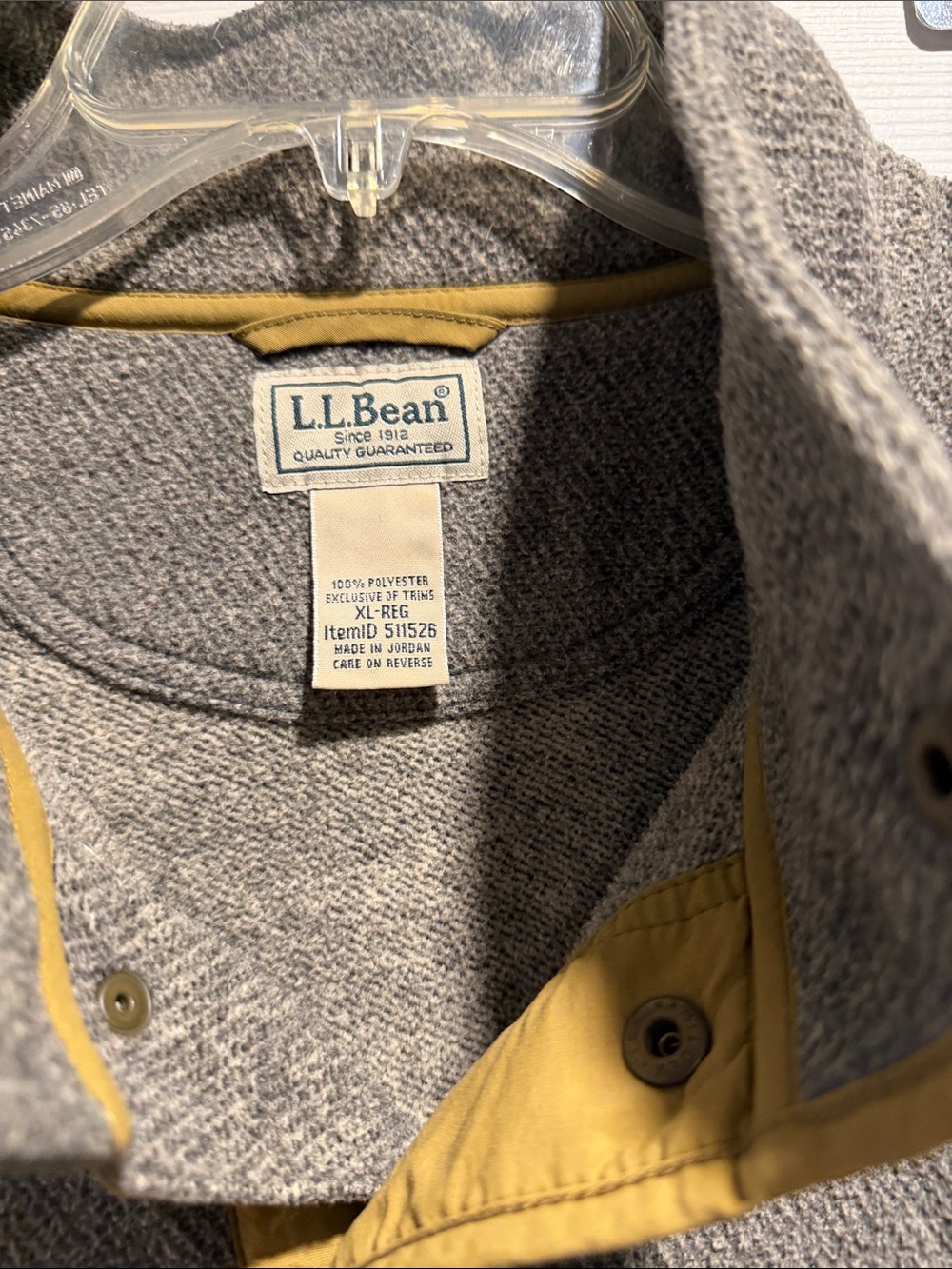 L.L. Bean Gray Herringbone Pullover with Mustard Accents - Picture 2 of 3